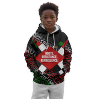 Jomo Kenyatta Kid Hoodie with Roots Resistance Renaissance and Kenyan Patchwork Pattern Tribute - Wonder Print Shop