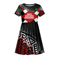 Jomo Kenyatta Kid Short Sleeve Dress with Roots Resistance Renaissance and Kenyan Patchwork Pattern Tribute - Wonder Print Shop