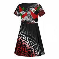 Jomo Kenyatta Kid Short Sleeve Dress with Roots Resistance Renaissance and Kenyan Patchwork Pattern Tribute - Wonder Print Shop