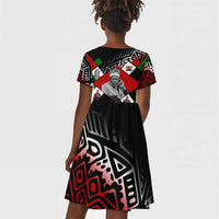 Jomo Kenyatta Kid Short Sleeve Dress with Roots Resistance Renaissance and Kenyan Patchwork Pattern Tribute - Wonder Print Shop