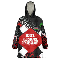Jomo Kenyatta Kid Wearable Blanket Hoodie with Roots Resistance Renaissance and Kenyan Patchwork Pattern Tribute - Wonder Print Shop