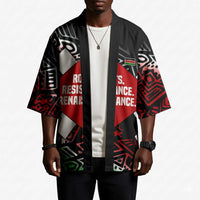 Jomo Kenyatta Kimono with Roots Resistance Renaissance and Kenyan Patchwork Pattern Tribute - Wonder Print Shop