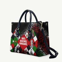 Jomo Kenyatta Leather Bag with Roots Resistance Renaissance and Kenyan Patchwork Pattern Tribute - Wonder Print Shop