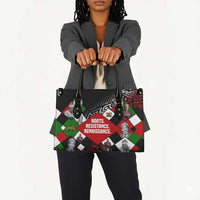 Jomo Kenyatta Leather Bag with Roots Resistance Renaissance and Kenyan Patchwork Pattern Tribute - Wonder Print Shop