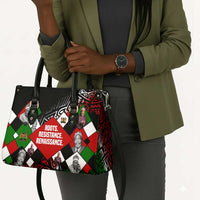 Jomo Kenyatta Leather Bag with Roots Resistance Renaissance and Kenyan Patchwork Pattern Tribute - Wonder Print Shop