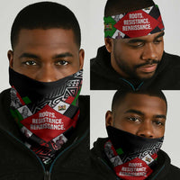 Jomo Kenyatta Neck Gaiter with Roots Resistance Renaissance and Kenyan Patchwork Pattern Tribute - Wonder Print Shop