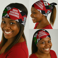 Jomo Kenyatta Neck Gaiter with Roots Resistance Renaissance and Kenyan Patchwork Pattern Tribute - Wonder Print Shop