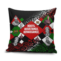Jomo Kenyatta Pillow Cover with Roots Resistance Renaissance and Kenyan Patchwork Pattern Tribute - Wonder Print Shop