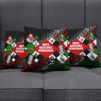 Jomo Kenyatta Pillow Cover with Roots Resistance Renaissance and Kenyan Patchwork Pattern Tribute - Wonder Print Shop