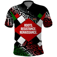 Jomo Kenyatta Polo Shirt with Roots Resistance Renaissance and Kenyan Patchwork Pattern Tribute - Wonder Print Shop