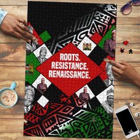 Jomo Kenyatta Puzzle with Roots Resistance Renaissance and Kenyan Patchwork Pattern Tribute - Wonder Print Shop