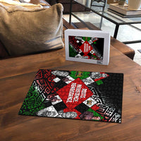 Jomo Kenyatta Puzzle with Roots Resistance Renaissance and Kenyan Patchwork Pattern Tribute - Wonder Print Shop