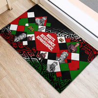Jomo Kenyatta Rubber Doormat with Roots Resistance Renaissance and Kenyan Patchwork Pattern Tribute - Wonder Print Shop