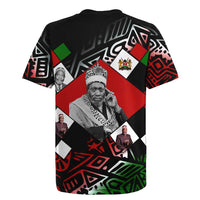 Jomo Kenyatta Rugby Jersey with Roots Resistance Renaissance and Kenyan Patchwork Pattern Tribute - Wonder Print Shop