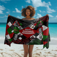 Jomo Kenyatta Sarong with Roots Resistance Renaissance and Kenyan Patchwork Pattern Tribute - Wonder Print Shop