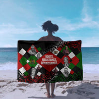 Jomo Kenyatta Sarong with Roots Resistance Renaissance and Kenyan Patchwork Pattern Tribute - Wonder Print Shop