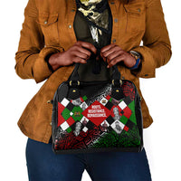 Jomo Kenyatta Shoulder Handbag with Roots Resistance Renaissance and Kenyan Patchwork Pattern Tribute - Wonder Print Shop