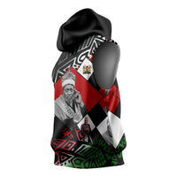 Jomo Kenyatta Sleeveless Hoodie with Roots Resistance Renaissance and Kenyan Patchwork Pattern Tribute - Wonder Print Shop