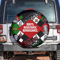Jomo Kenyatta Spare Tire Cover with Roots Resistance Renaissance and Kenyan Patchwork Pattern Tribute - Wonder Print Shop