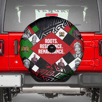 Jomo Kenyatta Spare Tire Cover with Roots Resistance Renaissance and Kenyan Patchwork Pattern Tribute - Wonder Print Shop