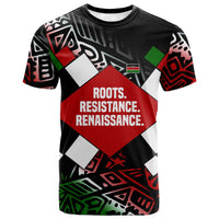 Jomo Kenyatta T shirt with Roots Resistance Renaissance and Kenyan Patchwork Pattern Tribute - Wonder Print Shop