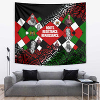 Jomo Kenyatta Tapestry with Roots Resistance Renaissance and Kenyan Patchwork Pattern Tribute - Wonder Print Shop