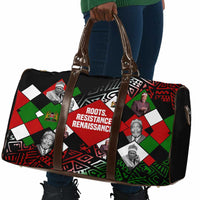 Jomo Kenyatta Travel Bag with Roots Resistance Renaissance and Kenyan Patchwork Pattern Tribute - Wonder Print Shop
