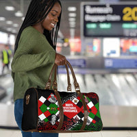 Jomo Kenyatta Travel Bag with Roots Resistance Renaissance and Kenyan Patchwork Pattern Tribute - Wonder Print Shop