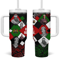 Jomo Kenyatta Tumbler With Handle with Roots Resistance Renaissance and Kenyan Patchwork Pattern Tribute - Wonder Print Shop