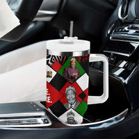 Jomo Kenyatta Tumbler With Handle with Roots Resistance Renaissance and Kenyan Patchwork Pattern Tribute - Wonder Print Shop