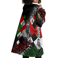 Jomo Kenyatta Wearable Blanket Hoodie with Roots Resistance Renaissance and Kenyan Patchwork Pattern Tribute - Wonder Print Shop