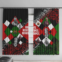 Jomo Kenyatta Window Curtain with Roots Resistance Renaissance and Kenyan Patchwork Pattern Tribute - Wonder Print Shop