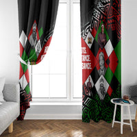 Jomo Kenyatta Window Curtain with Roots Resistance Renaissance and Kenyan Patchwork Pattern Tribute - Wonder Print Shop