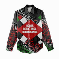 Jomo Kenyatta Women Casual Shirt with Roots Resistance Renaissance and Kenyan Patchwork Pattern Tribute - Wonder Print Shop