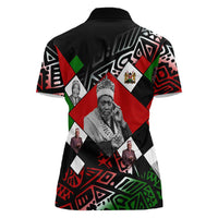 Jomo Kenyatta Women Polo Shirt with Roots Resistance Renaissance and Kenyan Patchwork Pattern Tribute - Wonder Print Shop