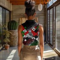 Jomo Kenyatta Women Sleeveless Polo Shirt with Roots Resistance Renaissance and Kenyan Patchwork Pattern Tribute - Wonder Print Shop