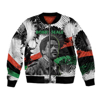 Bobby Seale Sleeve Zip Bomber Jacket Black Panther Artwork Solidarity Quote Revolutionary Civil Rights Tribute - Wonder Print Shop