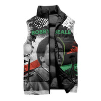 Bobby Seale Sleeveless Puffer Jacket Black Panther Artwork Solidarity Quote Revolutionary Civil Rights Tribute - Wonder Print Shop
