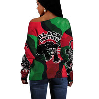 Bobby Seale Off Shoulder Sweater Black Panther Logo Revolutionary Civil Rights Movement Tribute - Wonder Print Shop