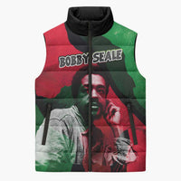 Bobby Seale Sleeveless Puffer Jacket Black Panther Logo Revolutionary Civil Rights Movement Tribute - Wonder Print Shop