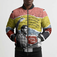 Bobby Seale Bomber Puffer Jacket Torn Paper Collage Design Solidarity Quote Powerful Speech Artwork Civil Rights - Wonder Print Shop