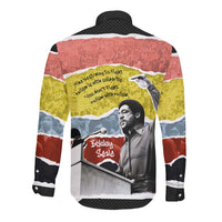 Bobby Seale Long Sleeve Button Shirt Torn Paper Collage Design Solidarity Quote Powerful Speech Artwork Civil Rights - Wonder Print Shop