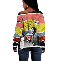 Bobby Seale Off Shoulder Sweater Torn Paper Collage Design Solidarity Quote Powerful Speech Artwork Civil Rights - Wonder Print Shop