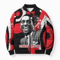 Stokely Carmichael Bomber Puffer Jacket Abstract Design Black Power Text Civil Rights Activist - Wonder Print Shop