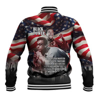 Stokely Carmichael Baseball Jacket American Flag Background Black Power Quote Civil Rights Leader Powerful Speech - Wonder Print Shop