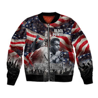 Stokely Carmichael Bomber Jacket American Flag Background Black Power Quote Civil Rights Leader Powerful Speech - Wonder Print Shop
