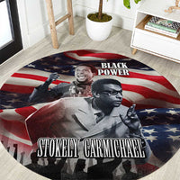 Stokely Carmichael Round Carpet American Flag Background Black Power Quote Civil Rights Leader Powerful Speech - Wonder Print Shop