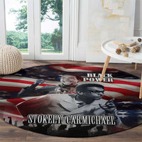 Stokely Carmichael Round Carpet American Flag Background Black Power Quote Civil Rights Leader Powerful Speech - Wonder Print Shop
