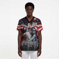 Stokely Carmichael Scrub Top American Flag Background Black Power Quote Civil Rights Leader Powerful Speech - Wonder Print Shop