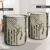Deer Skull Camouflage Laundry Basket American Hunting Culture in Forest Green and Earth Tones